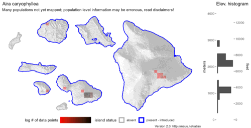  Distribution of Aira caryophyllea in Hawaiʻi. 