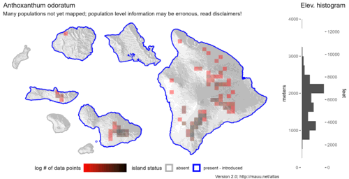  Distribution of Anthoxanthum odoratum in Hawaiʻi. 