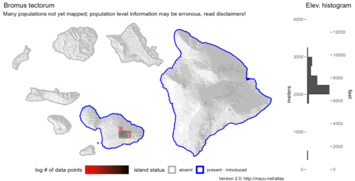 Distribution of Bromus tectorum in Hawaiʻi.