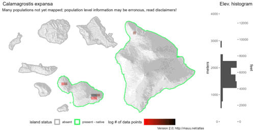 Distribution of Calamagrostis expansa in Hawaiʻi.