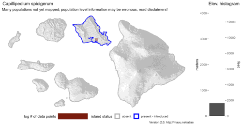  Distribution of Capillipedium spicigerum in Hawaiʻi. 