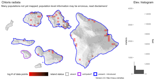  Distribution of Chloris radiata in Hawaiʻi. 