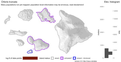 Distribution of Chloris truncata in Hawaiʻi.