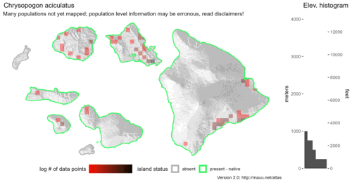  Distribution of Chrysopogon aciculatus in Hawaiʻi. 