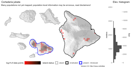  Distribution of Cortaderia jubata in Hawaiʻi. 