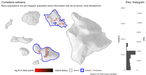  Distribution of Cortaderia selloana in Hawaiʻi. 