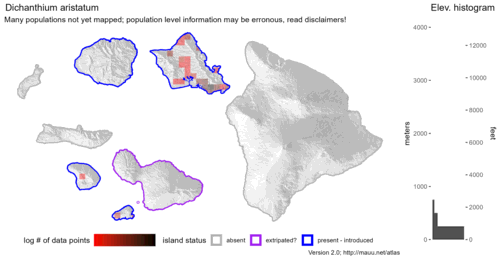  Distribution of Dichanthium aristatum in Hawaiʻi. 