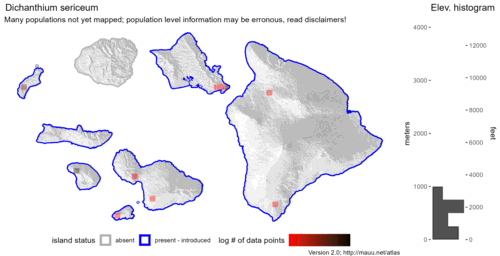 Distribution of Dichanthium sericeum in Hawaiʻi.