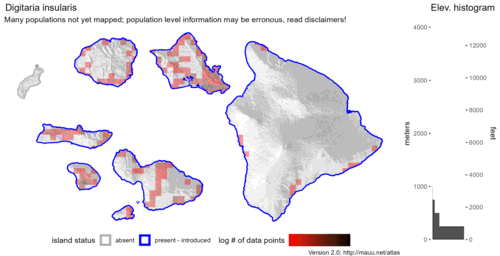  Distribution of Digitaria insularis in Hawaiʻi. 