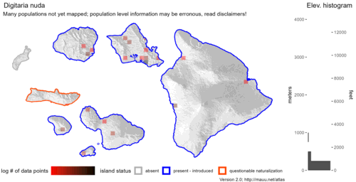  Distribution of Digitaria nuda in Hawaiʻi. 