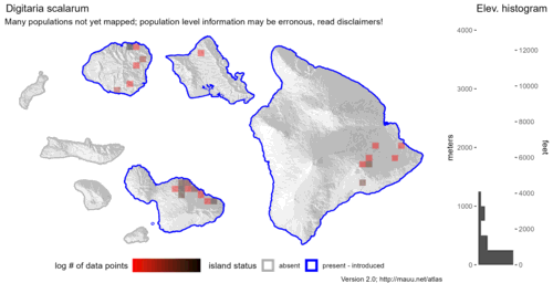  Distribution of Digitaria scalarum in Hawaiʻi. 