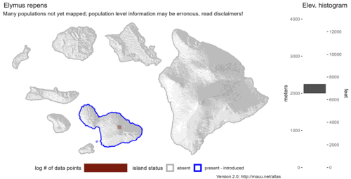 Distribution of Elymus repens in Hawaiʻi.