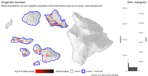  Distribution of Eragrostis barrelieri in Hawaiʻi. 