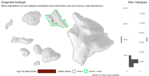 Distribution of Eragrostis fosbergii in Hawaiʻi.