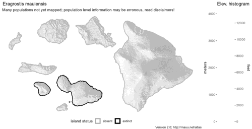 Distribution of Eragrostis mauiensis in Hawaiʻi.