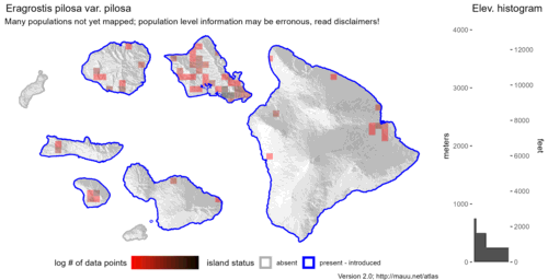  Distribution of Eragrostis pilosa var. pilosa in Hawaiʻi. 