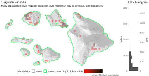 Distribution of Eragrostis variabilis in Hawaiʻi.