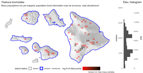  Distribution of Festuca bromoides in Hawaiʻi. 