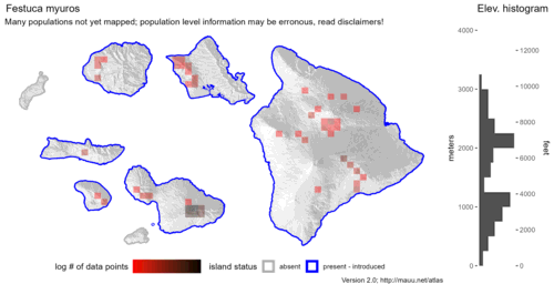  Distribution of Festuca myuros in Hawaiʻi. 