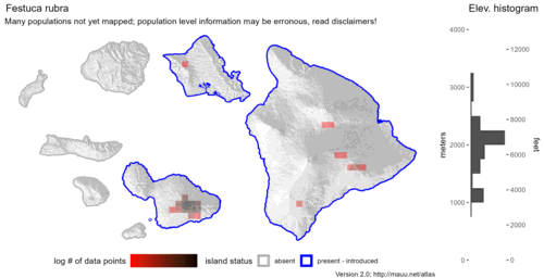  Distribution of Festuca rubra in Hawaiʻi. 