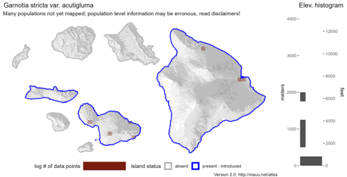 Distribution of Garnotia stricta var. acutigluma in Hawaiʻi.