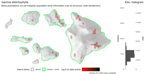  Distribution of Isachne distichophylla in Hawaiʻi. 