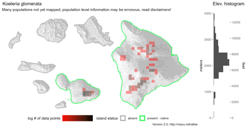  Distribution of Koeleria glomerata in Hawaiʻi. 