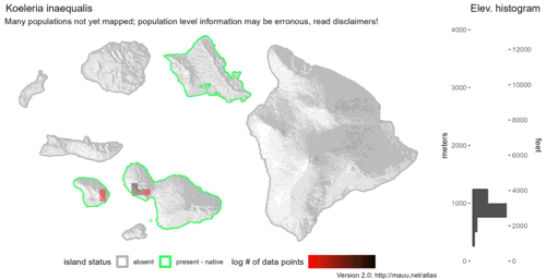 Distribution of Koeleria inaequalis in Hawaiʻi.