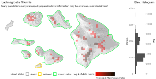  Distribution of Lachnagrostis filiformis in Hawaiʻi. 