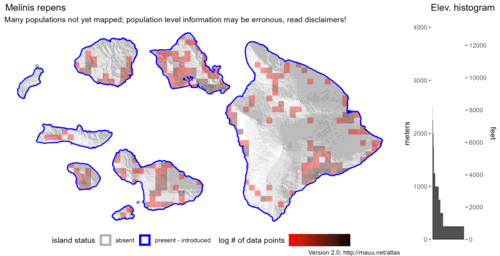  Distribution of Melinis repens in Hawaiʻi. 