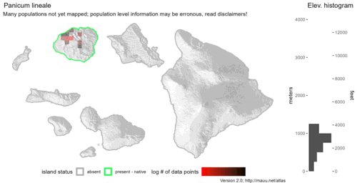 Distribution of Panicum lineale in Hawaiʻi.