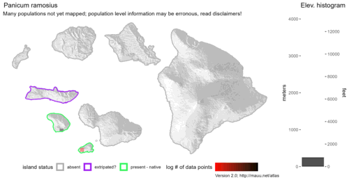 Distribution of Panicum ramosius in Hawaiʻi.