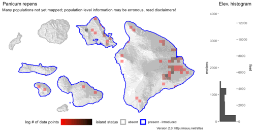  Distribution of Panicum repens in Hawaiʻi. 