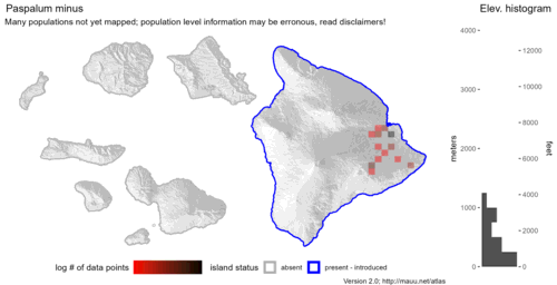 Distribution of Paspalum minus in Hawaiʻi.