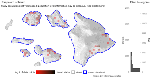  Distribution of Paspalum notatum in Hawaiʻi. 