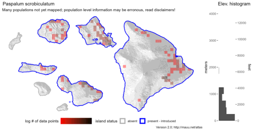  Distribution of Paspalum scrobiculatum in Hawaiʻi. 