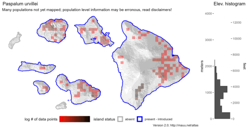  Distribution of Paspalum urvillei in Hawaiʻi. 