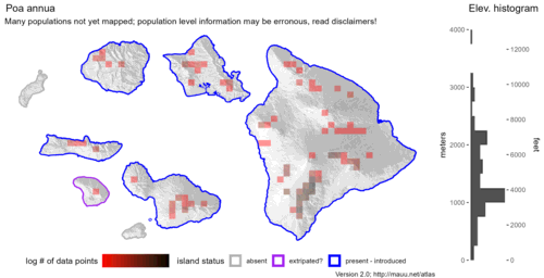  Distribution of Poa annua in Hawaiʻi. 