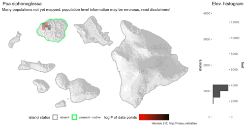 Distribution of Poa siphonoglossa in Hawaiʻi.