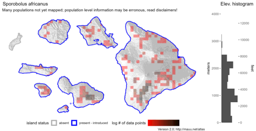  Distribution of Sporobolus africanus in Hawaiʻi. 