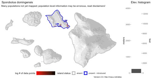 Distribution of Sporobolus domingensis in Hawaiʻi.