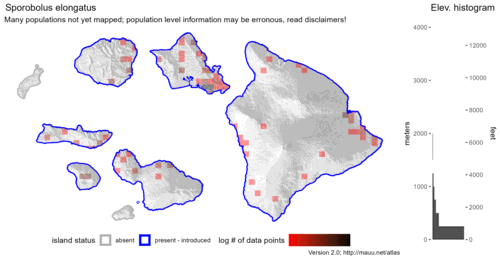 Distribution of Sporobolus elongatus in Hawaiʻi.