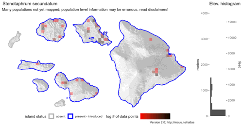  Distribution of Stenotaphrum secundatum in Hawaiʻi. 