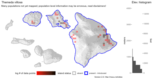  Distribution of Themeda villosa in Hawaiʻi. 