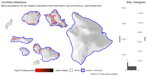  Distribution of Urochloa distachyos in Hawaiʻi. 