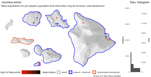  Distribution of Urochloa eminii in Hawaiʻi. 