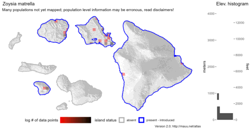 Distribution of Zoysia matrella in Hawaiʻi.