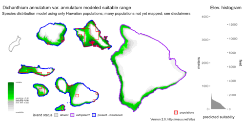 Distribution of Dichanthium annulatum var. annulatum in Hawaiʻi.