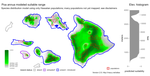 Distribution of Poa annua in Hawaiʻi.