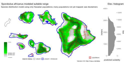 Distribution of Sporobolus africanus in Hawaiʻi.